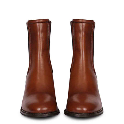Saint Zoie Camel Leather High Ankle Chelsea Boots