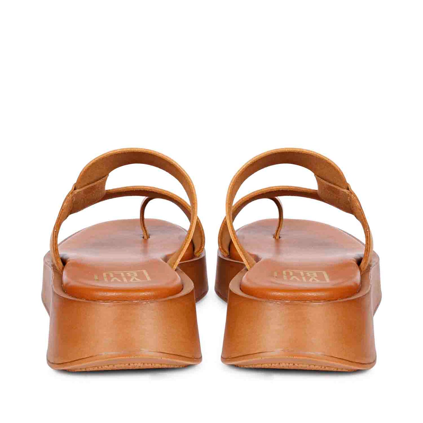 ViviBlu Tan Leather Platform Sandals