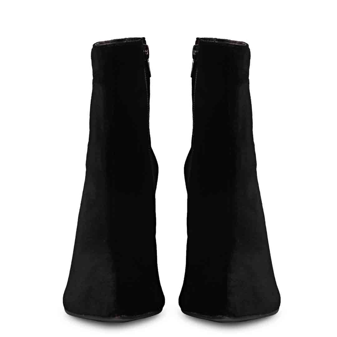 Saint Vienna Black Velvet Stiletto Ankle Boots