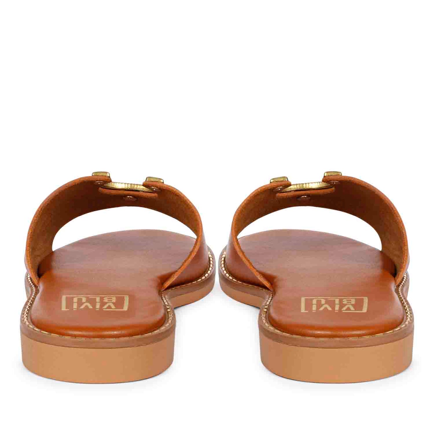 ViviBlu Tan Leather Flat Sandals