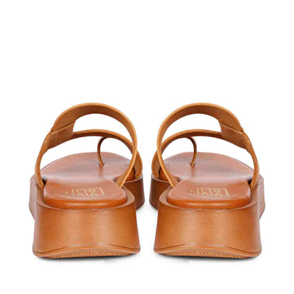 ViviBlu Tan Leather Platform Sandals