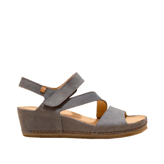 El Naturalista Vaquero Embellished Leather Block Sandals with Buckle