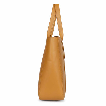 Favore Tan Leather Oversized Structured Handheld Bag