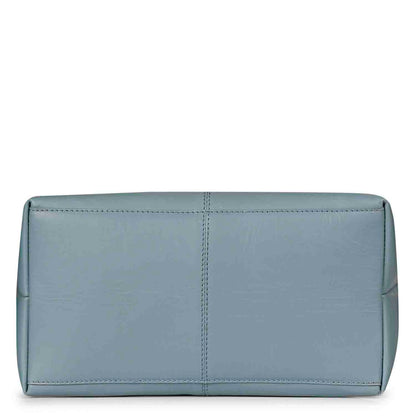 Favore Blue Leather Oversized Structured Hobo Bag