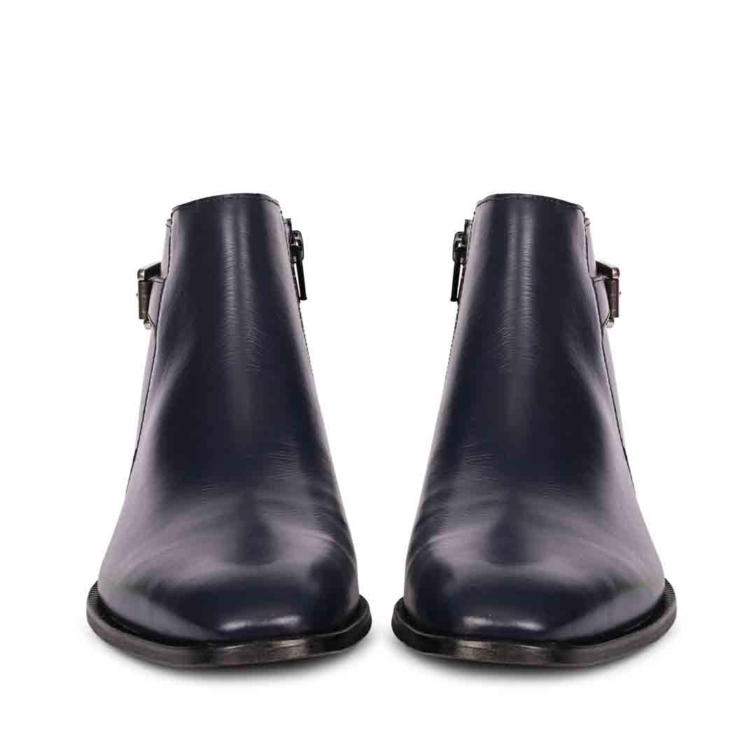 Saint Italiano Blue Abrasivato Leather Ankle Boots
