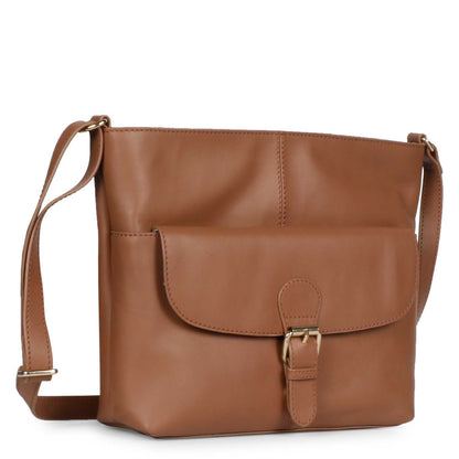 Favore Brown Women Leather Structured Sling Bag