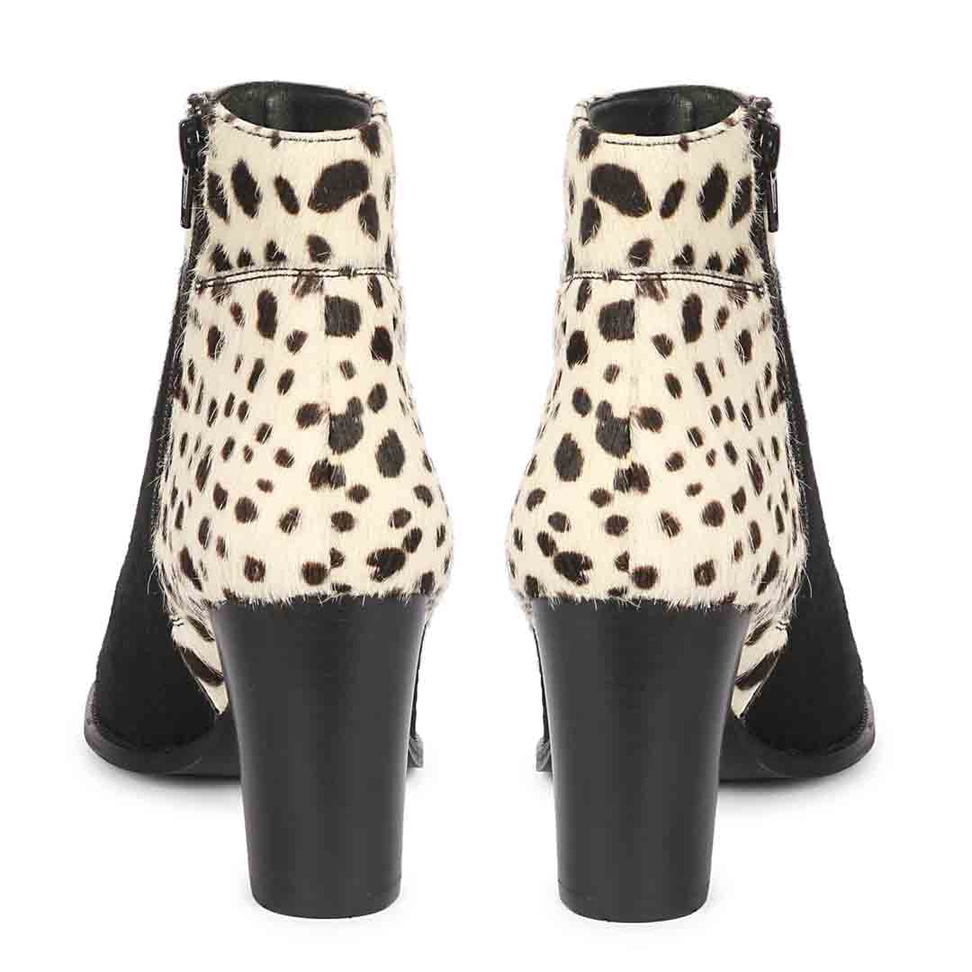 Saint Marin Black Leather Pony Hair Ankle Boots