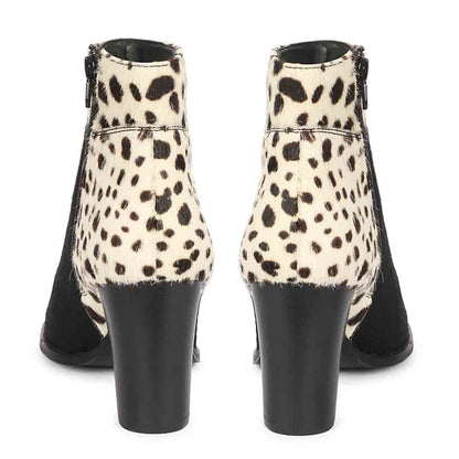 Saint Marin Black Leather Pony Hair Ankle Boots
