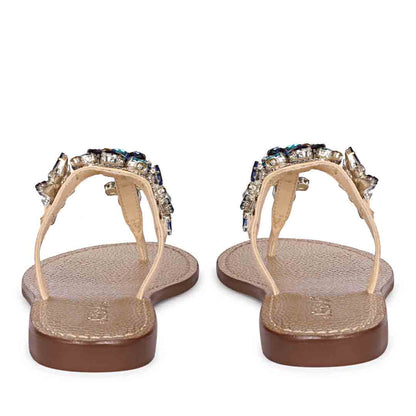 Saint Fleur Multi Stone Embellished Natural Leather Flats