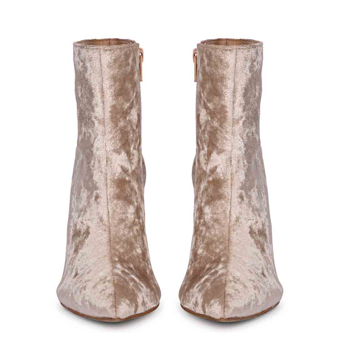 Saint Vienna Beige Velvet Ankle Boots