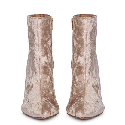 Saint Vienna Beige Velvet Ankle Boots