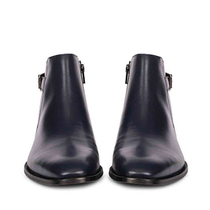 Saint Italiano Blue Abrasivato Leather Ankle Boots