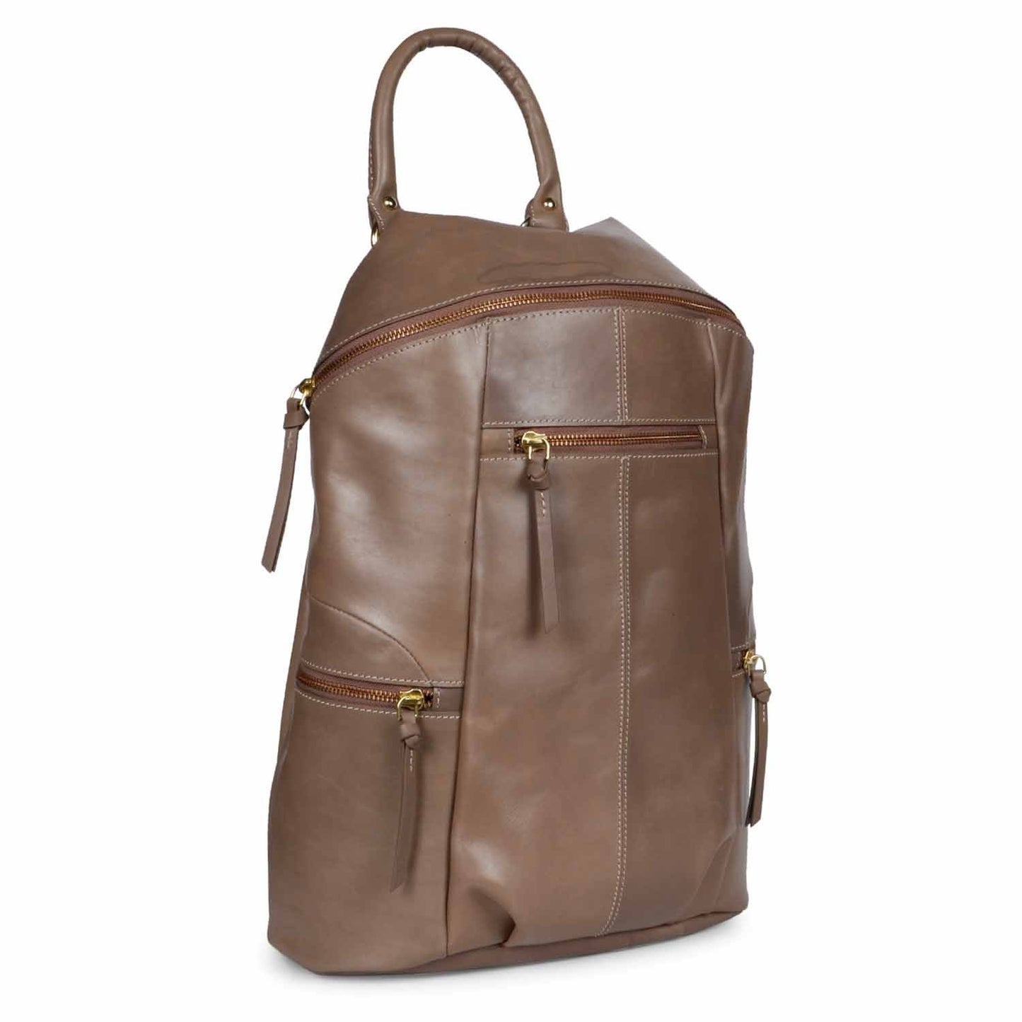 Favore Brown Leather Oversized Structured Backpacks