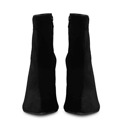 Saint Vienna Black Stretch Suede Zipper Ankle Boots