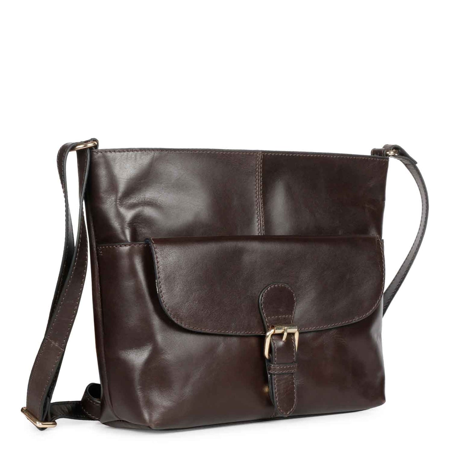 Favore Dark Brown Women Leather Structured Sling Bag