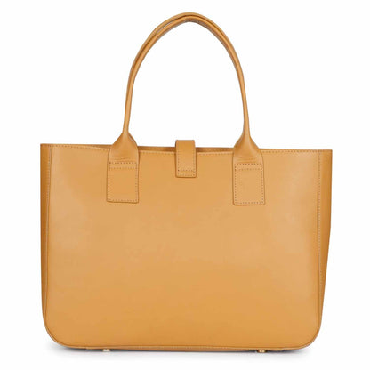Favore Tan Leather Oversized Structured Handheld Bag