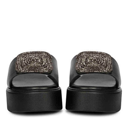 ViviBlu Platform Sandals With Black Leather