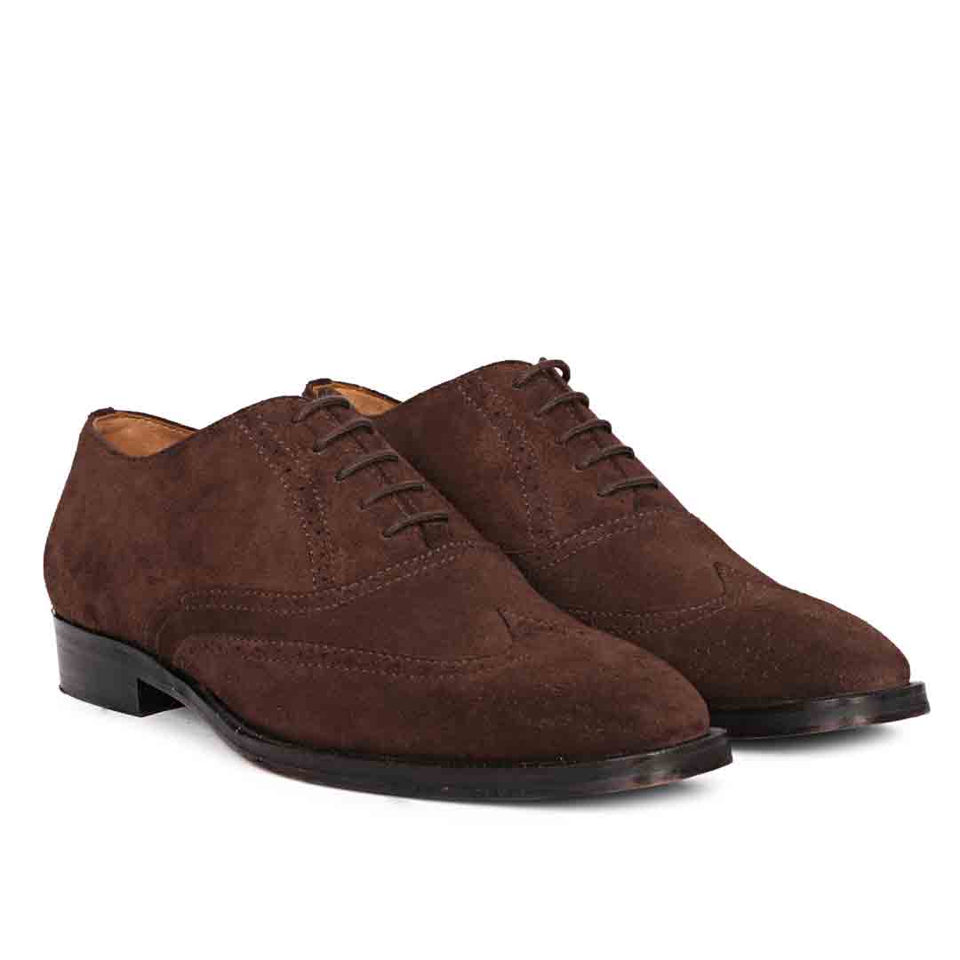 Saint Vincenzo Suede Brown Leather Square Toe Lace Up Décor Shoes