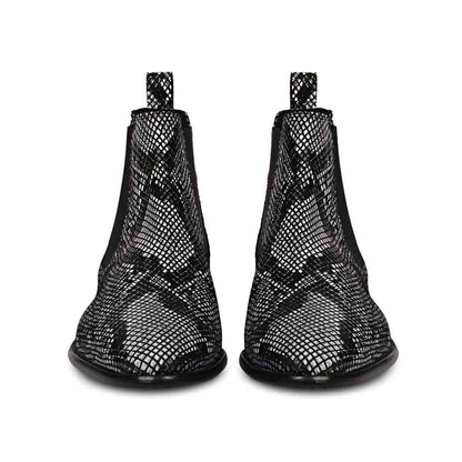 Saint Rory Black Snake Print Leather Chelsea boot