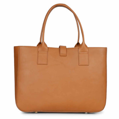 Favore Brown Leather Oversized Structured Gorgeous Handheld Bag