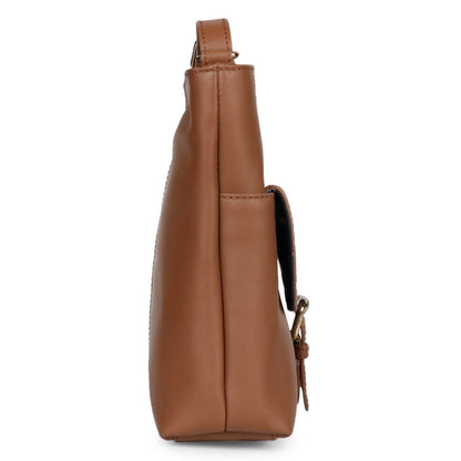 Favore Brown Women Leather Structured Sling Bag
