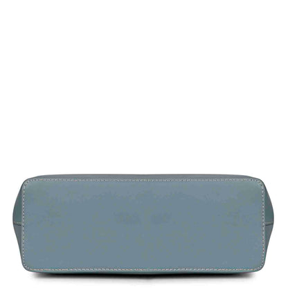 Favore Textured Navy Leather Structured Shoulder Bag With a Small Pouch