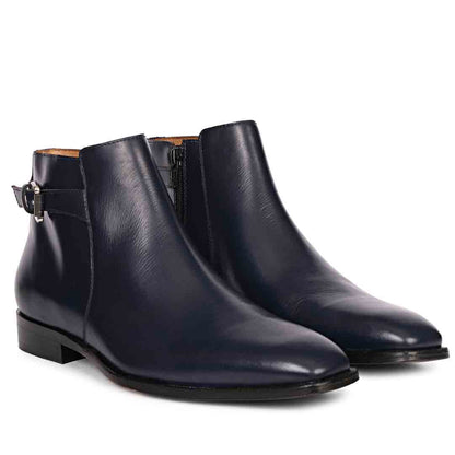 Saint Italiano Blue Abrasivato Leather Ankle Boots