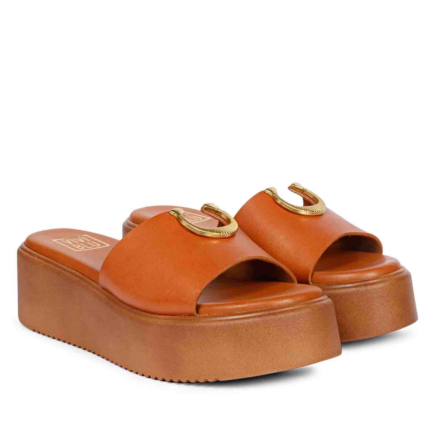 Nala Tan Leather Platform Sandals