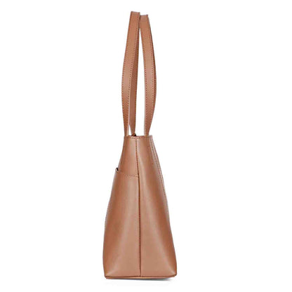 Favore Women Tan Leather Structured Handheld Bag