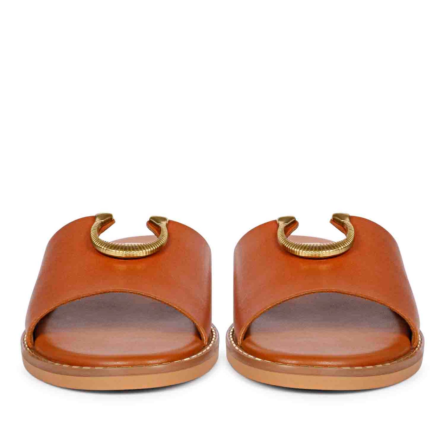 ViviBlu Tan Leather Flat Sandals
