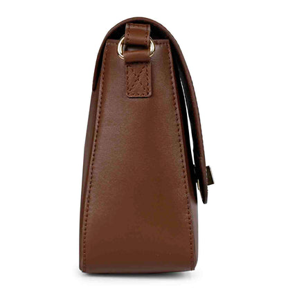 Favore Dark Brown Womens  Leather Structured Sling Bag