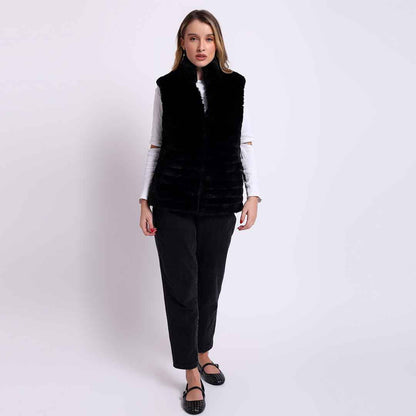 Saint Fernanda Black Fur Leather Women Jackets