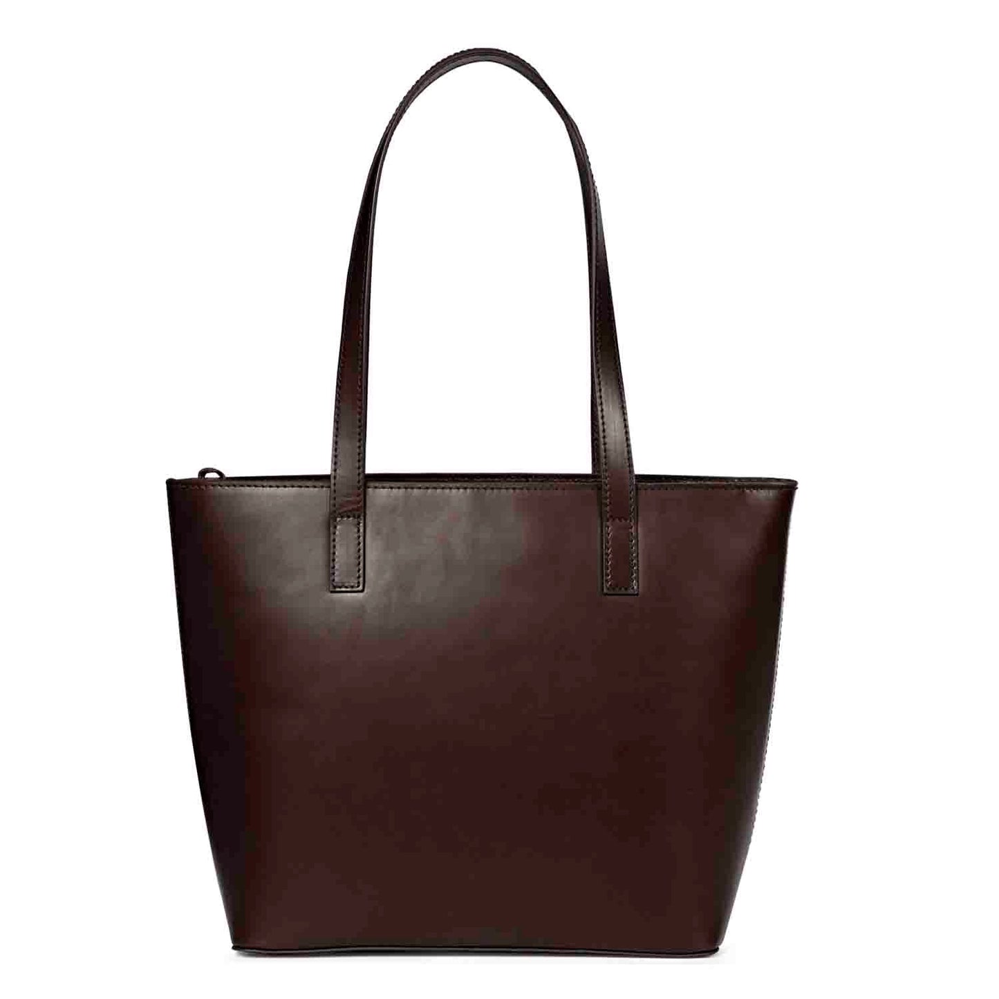 Favore Textured Dark Brown Leather Structured Shoulder Bag With a Small Pouch
