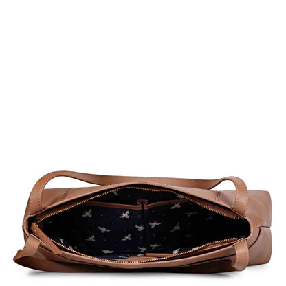Favore Women Tan Leather Structured Handheld Bag