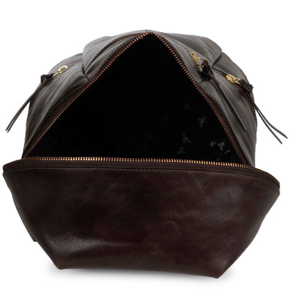 Favore Dark Brown Leather Oversized Structured Backpacks