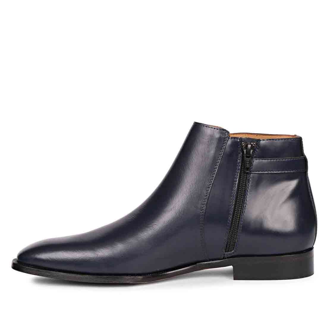 Saint Italiano Blue Abrasivato Leather Ankle Boots