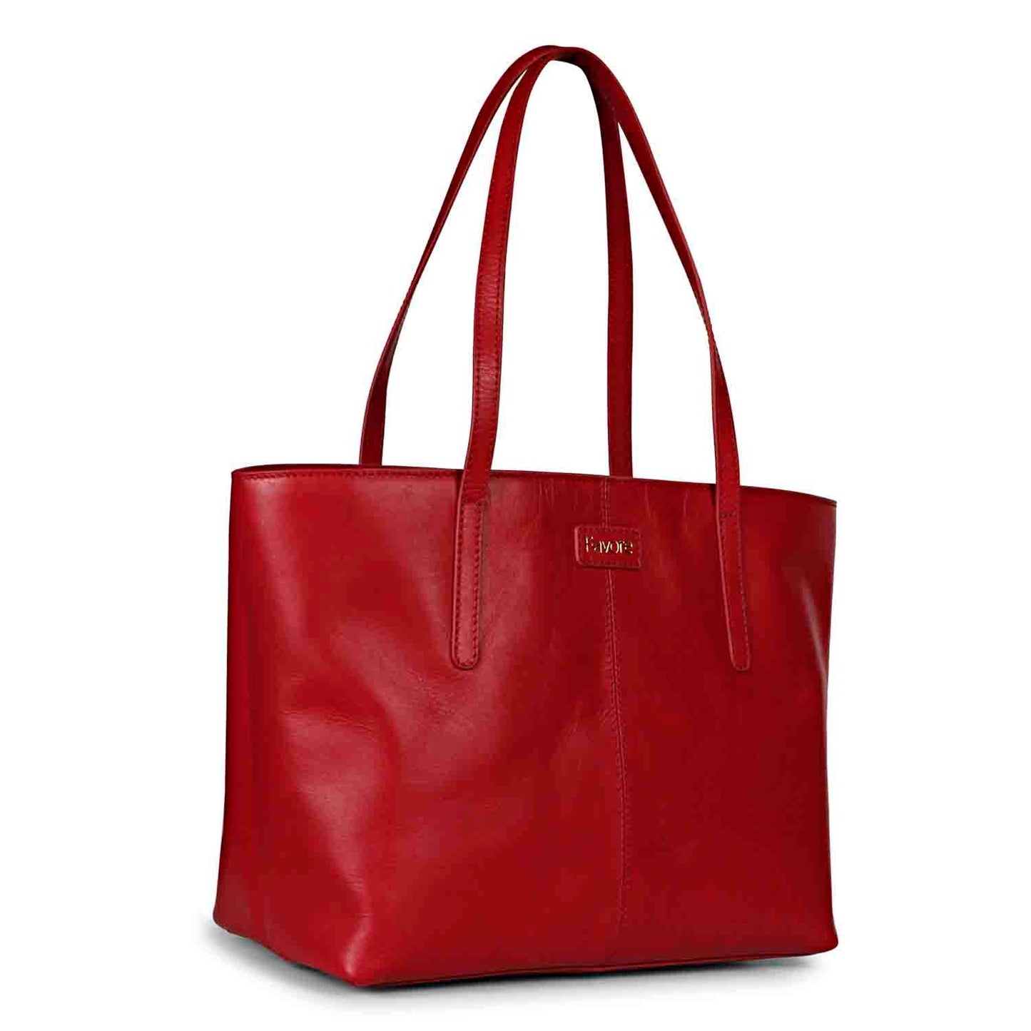 Favore Red Leather Oversized Structured Hobo Bag