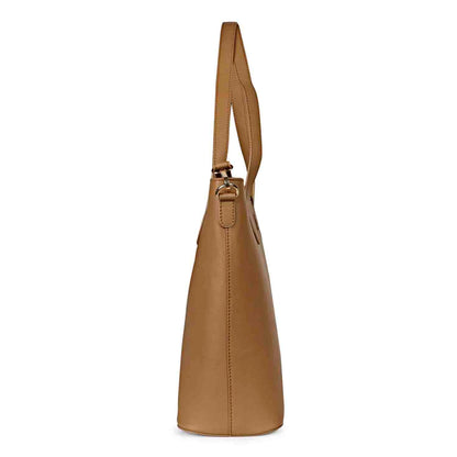 Favore Tan Leather Structured Shoulder Bag