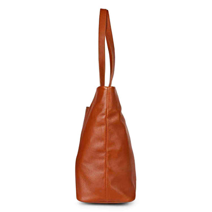 Favore Tan Leather Oversized Structured Hobo Bag