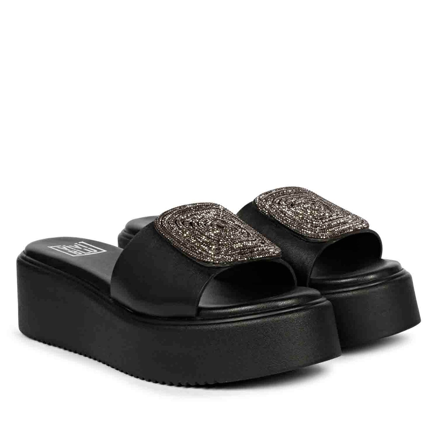 ViviBlu Platform Sandals With Black Leather