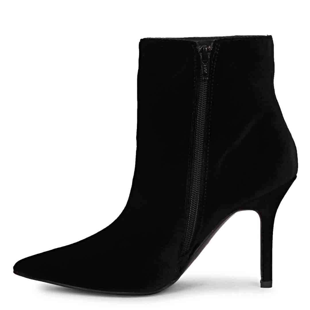 Saint Vienna Black Stretch Suede Zipper Ankle Boots