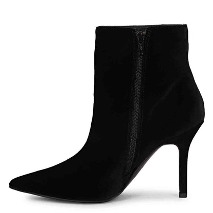 Saint Vienna Black Stretch Suede Zipper Ankle Boots