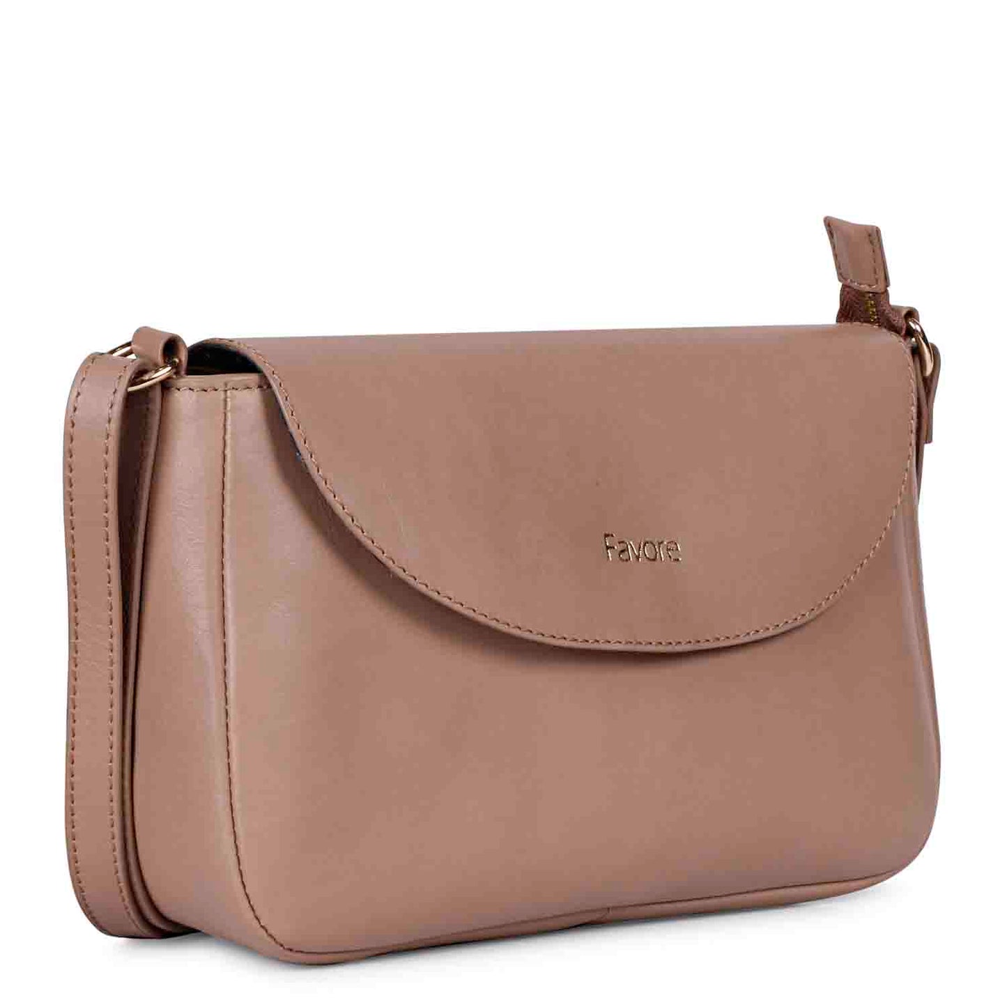 Favore Peach Womens  Leather Structured Sling Bag