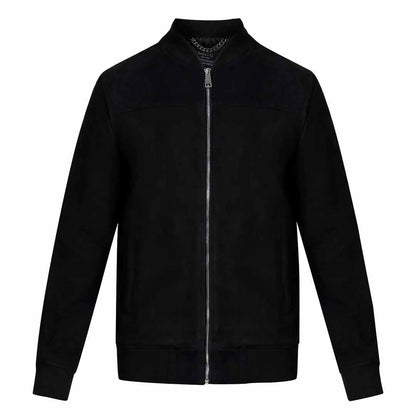 Saint Reggie Black Leather Men's Bomber Jacket