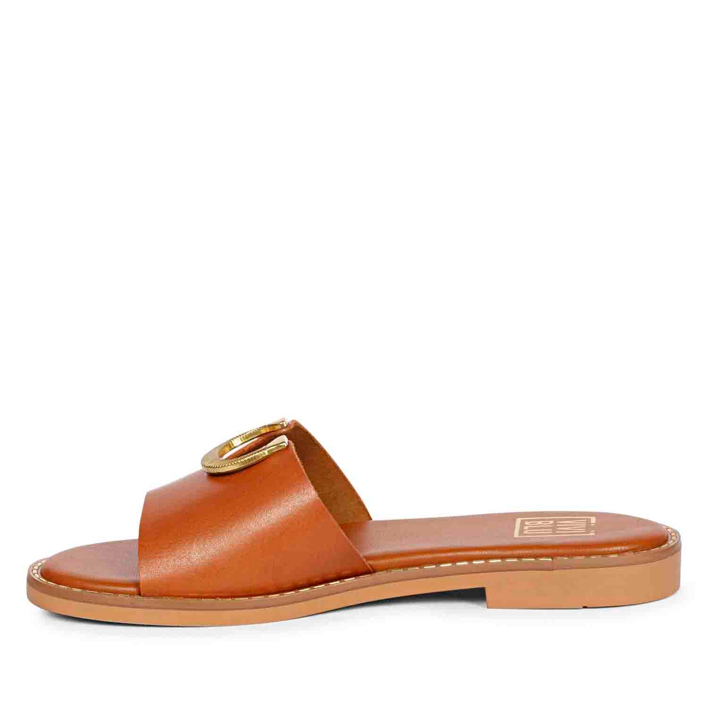 ViviBlu Tan Leather Flat Sandals
