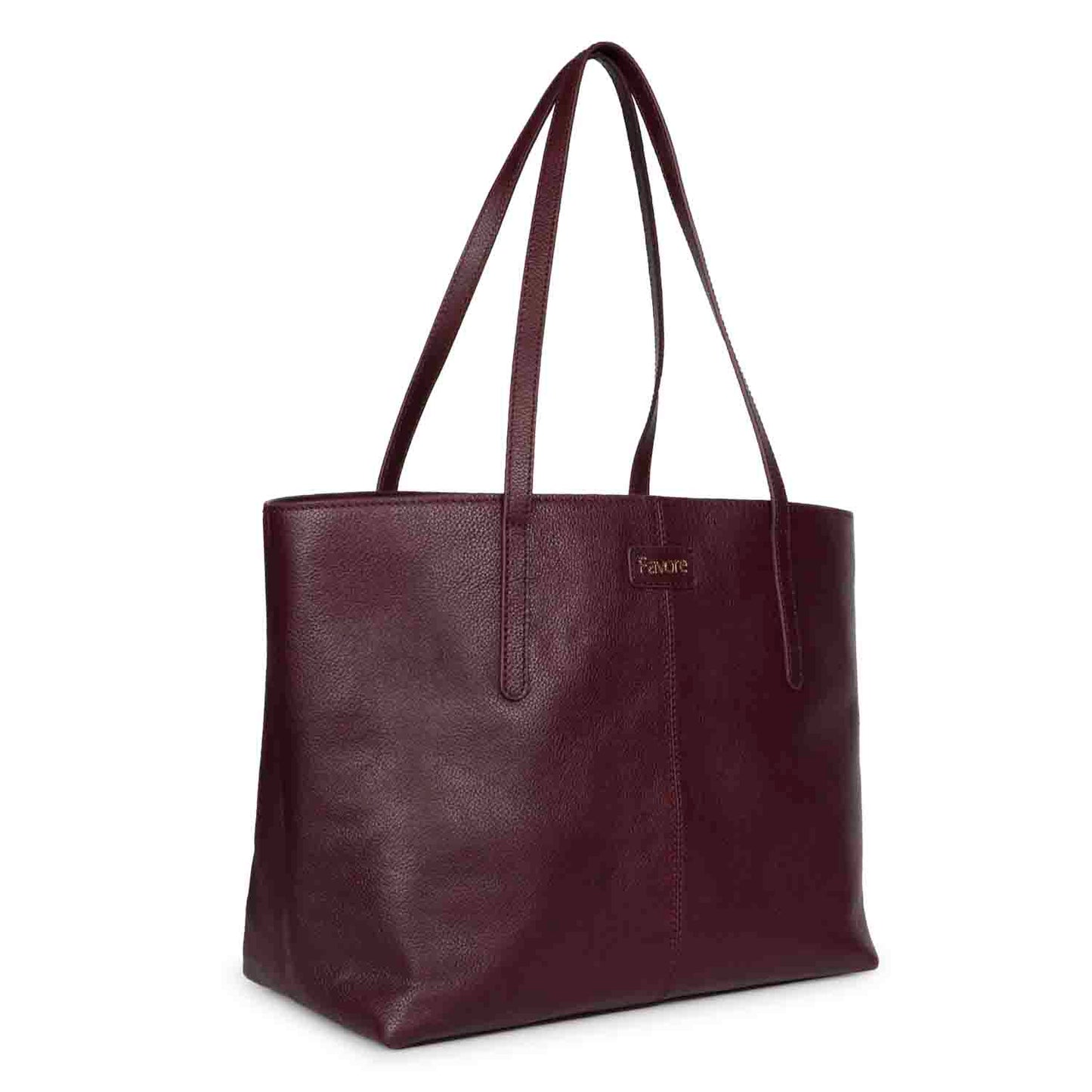 Favore Women Burgundy Leather Structured Shoulder Bag