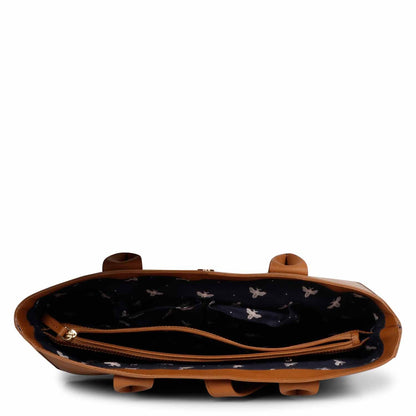 Favore Brown Leather Oversized Structured Gorgeous Handheld Bag