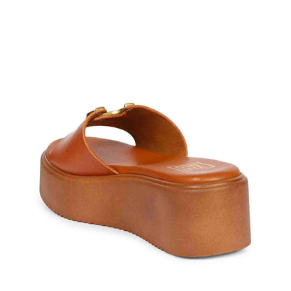 Nala Tan Leather Platform Sandals