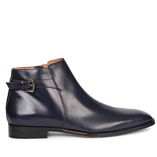 Saint Italiano Blue Abrasivato Leather Ankle Boots