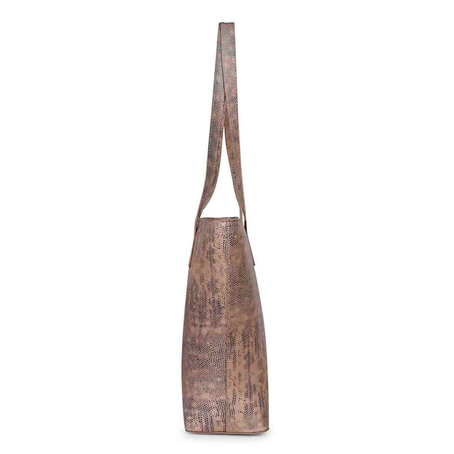 Favore Textured Peach Leather Structured Shoulder Bag With a Small Pouch